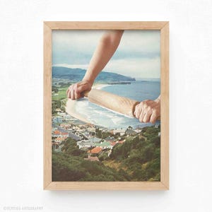 Surreal Waves Rolling Pin Art Print: Retro Kitchen Decor