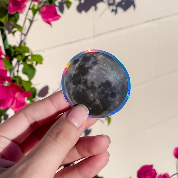 Holographic Moon Sticker | Moon Sticker | NASA inspired | Outerspace Stickers | Holographic Moon Car Decal | Moon Car Sticker Decal