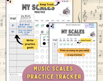 Rastreador de prática de escalas musicais: registro para impressão e planejador de metas (download digital)