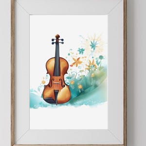 Summer Violin Watercolor Print – Vivaldi 4 Seasons, Classical Music Gift, Rustic Decor, Digital Art, Classical Wall Art, Elegant Decor,