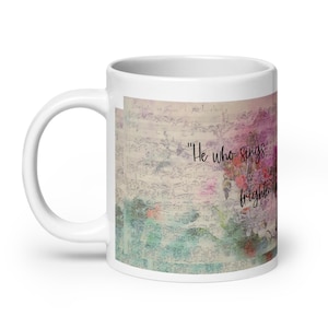Vintage Sheet Music Coffee Mug: Bach Manuscript & Floral Design