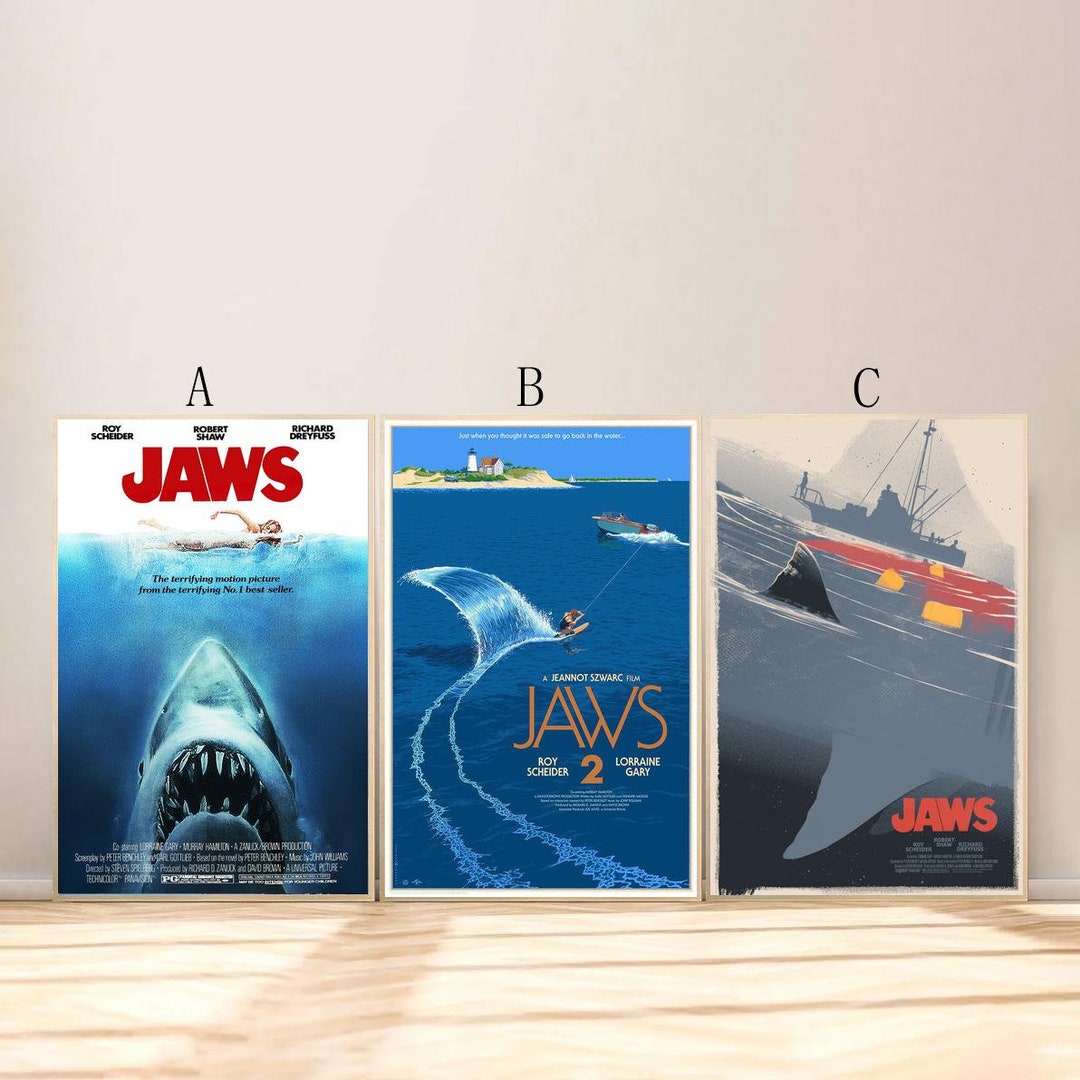 Jaws Frame Jaws Movie Poster for Living Room Bedroom Decor frame is Not Included ...