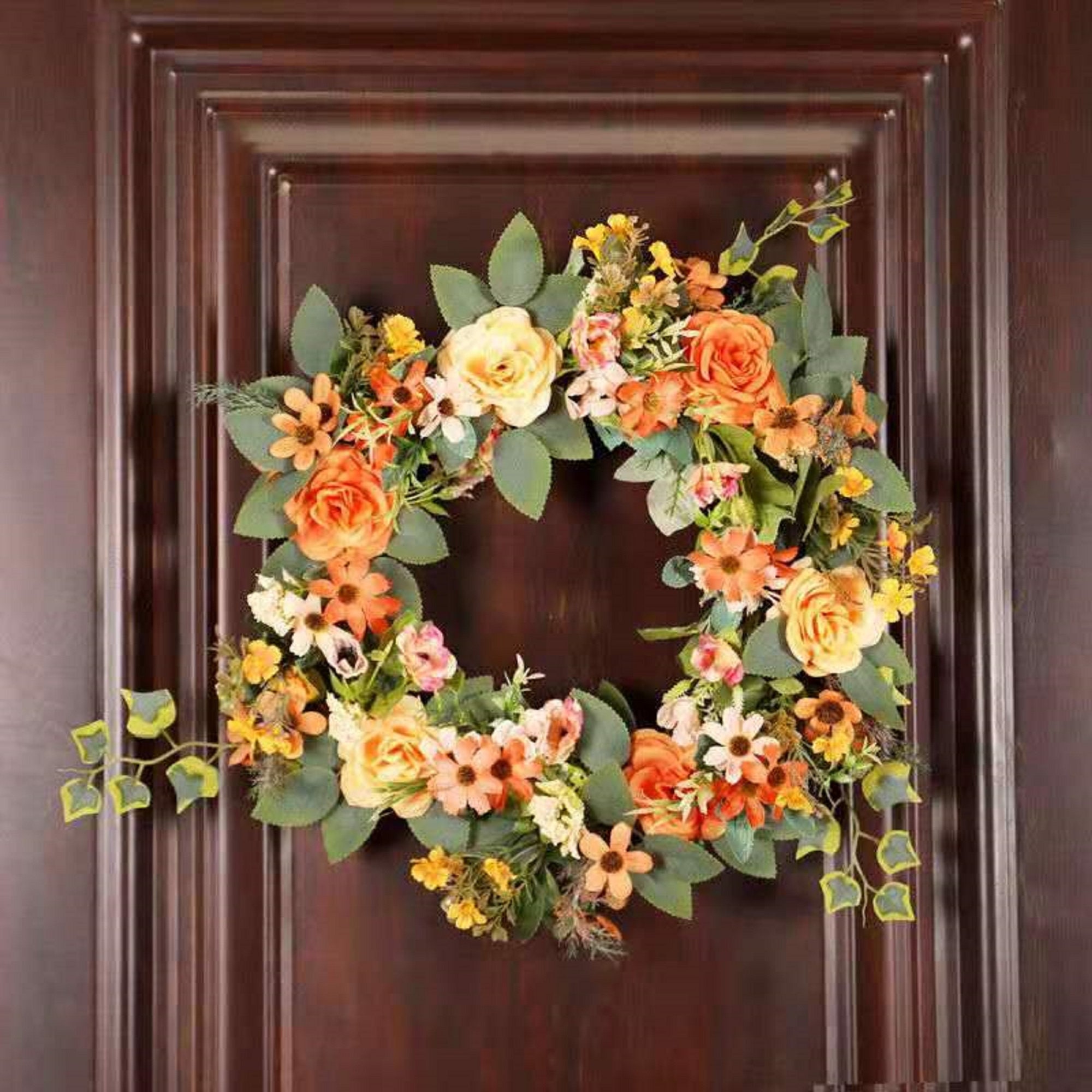 Colorful Artificial Door Wreath Flower Wedding Hoops Floral Etsy