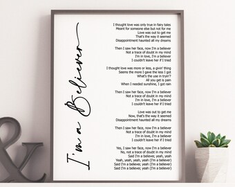 Believer Lyrics Etsy