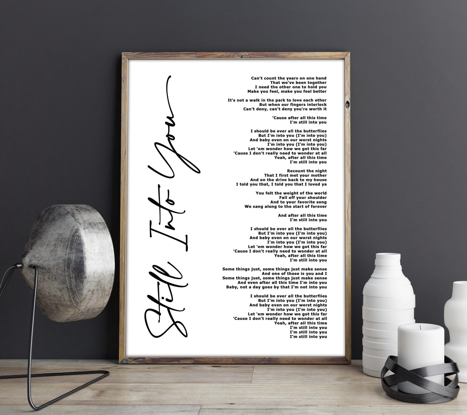 Still Into You Lyric Art White Lyrics song print Etsy