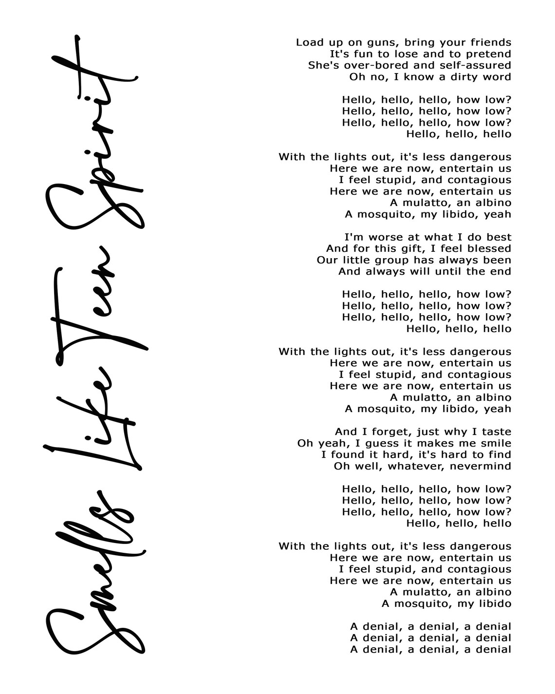 Smells Like Teen Spirit Letra En Español