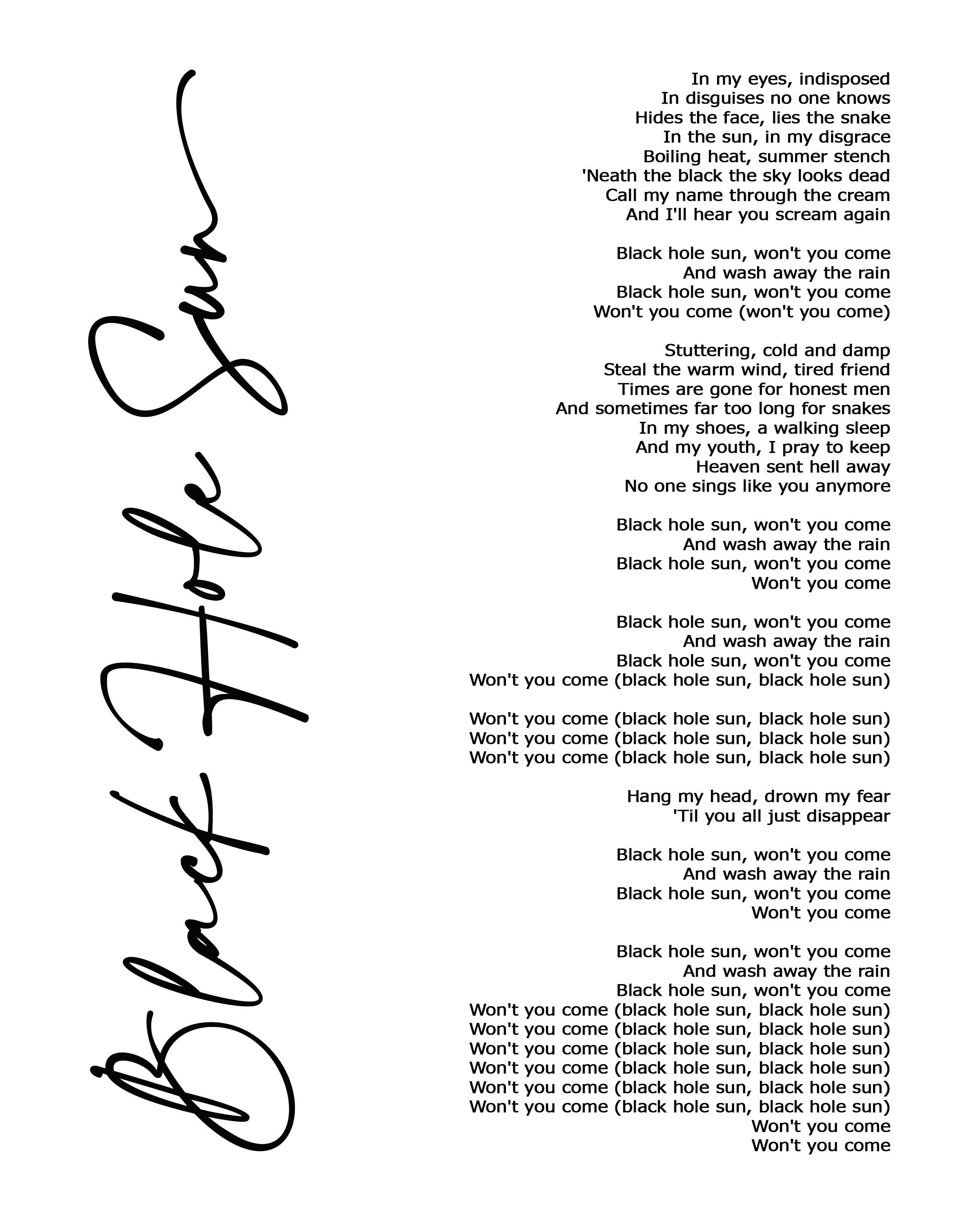 blackhole sun lyrics blackhole sun lyrics