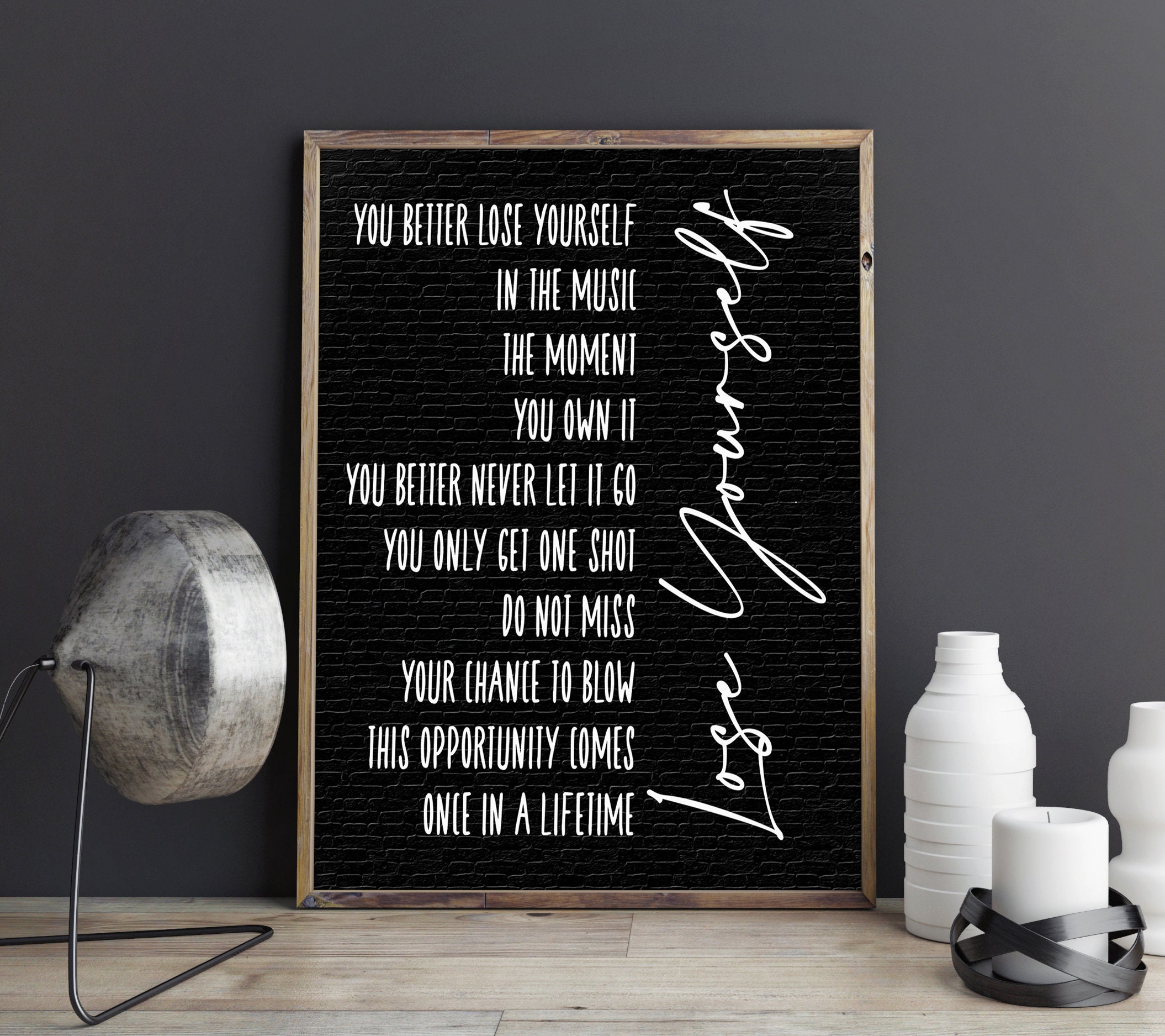 Lose Yourself Lyric Art Black Lyrics song print | Etsy