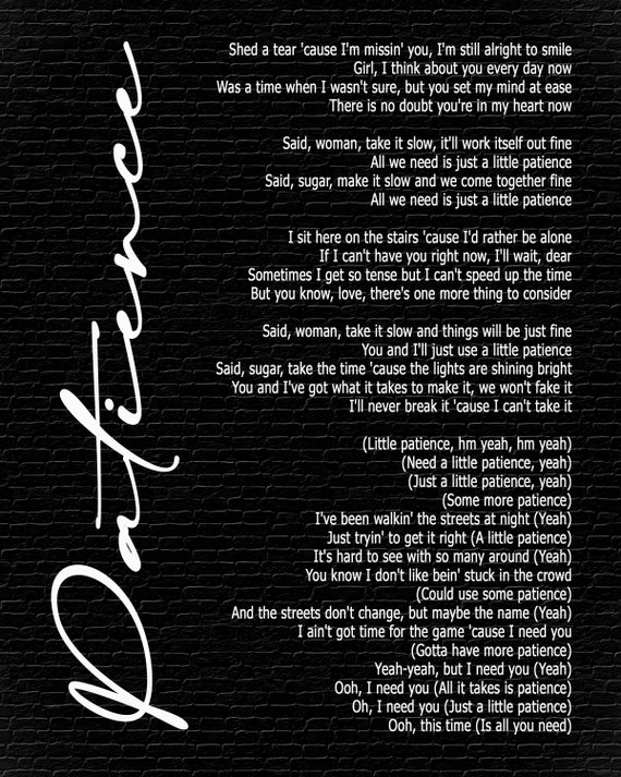 PATIENCE LYRICS by TAKE THAT: Just have a little