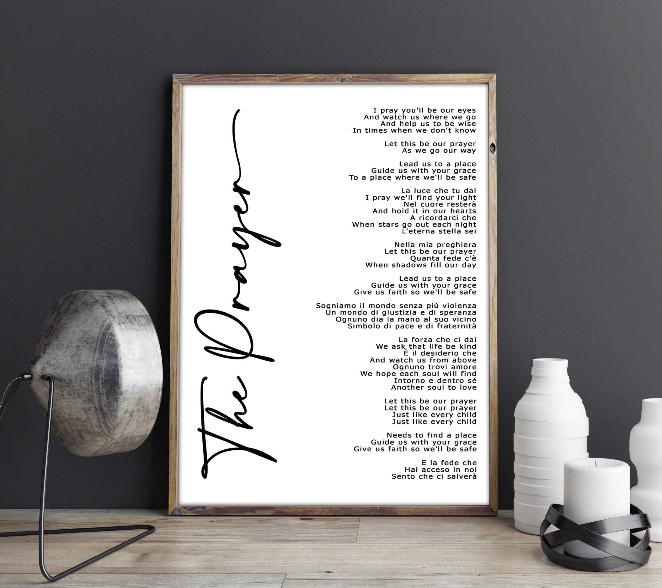 The Prayer Lyric Art White Lyrics Song Print Etsy