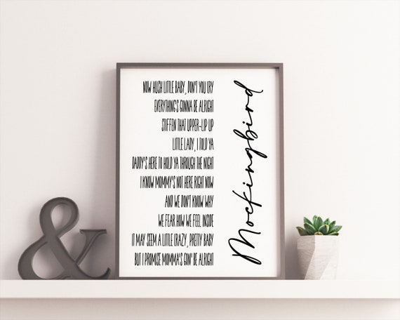 Mockingbird Digital Download Instant Print Lyric Art 