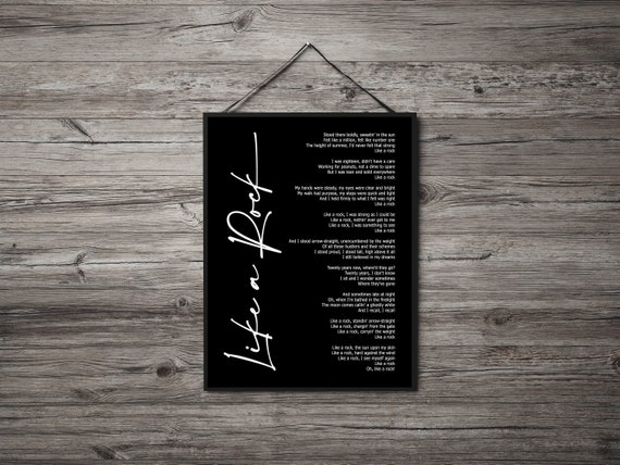 Like A Rock Digital Download Instant Print Lyric Art - Etsy