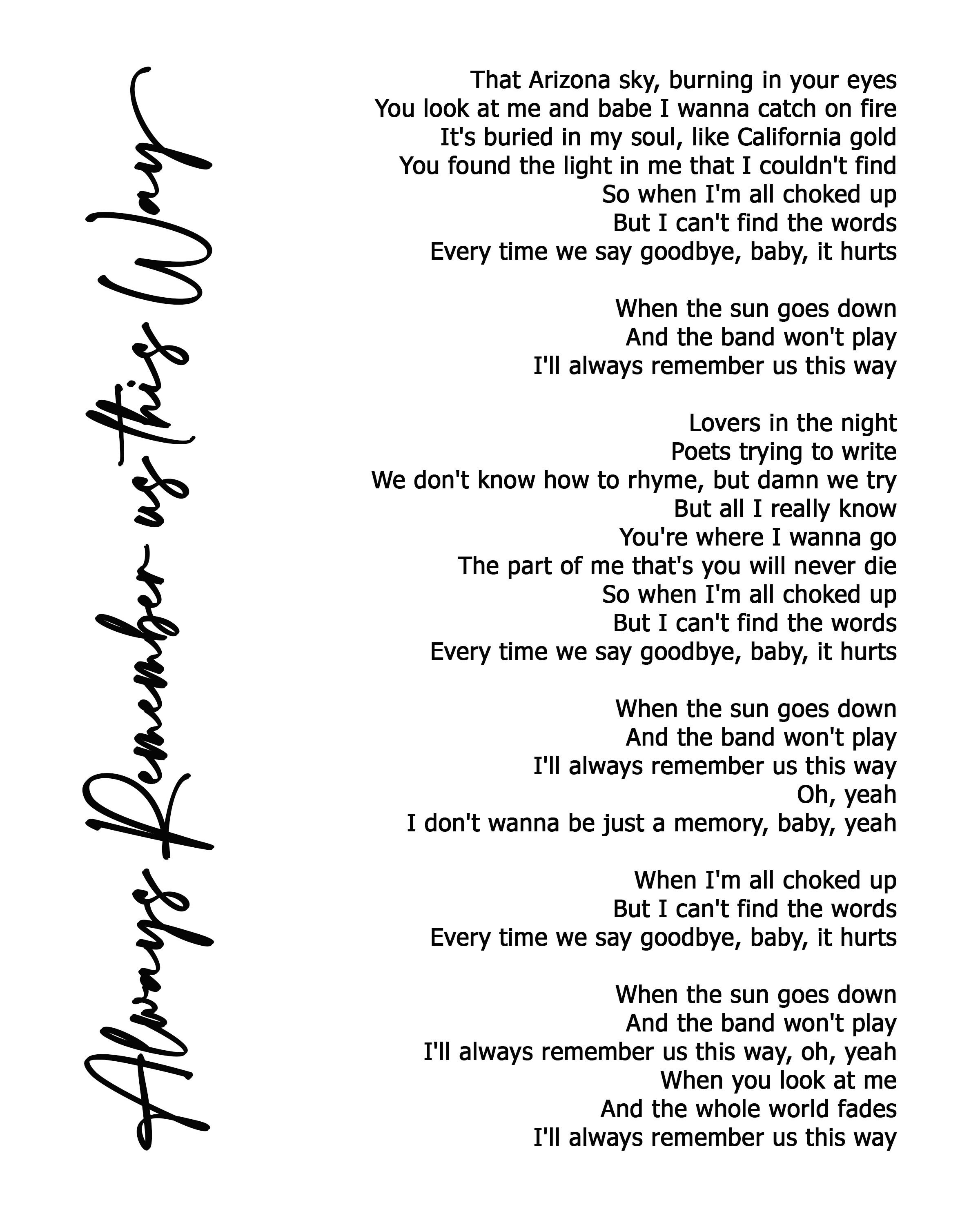 Always Remember Us This Way Paroles Traduction Always Remember Us This Way Téléchargement numérique - Etsy France