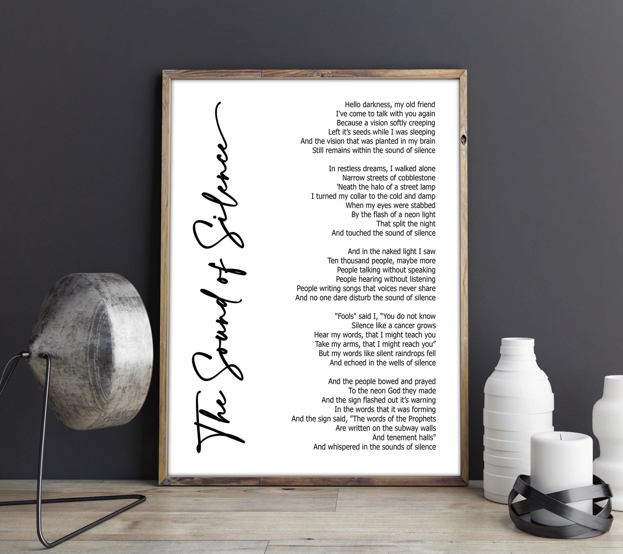 Tilstedeværelse Forsendelse mærkning The Sound of Silence Digital Download Instant Print Lyric - Etsy