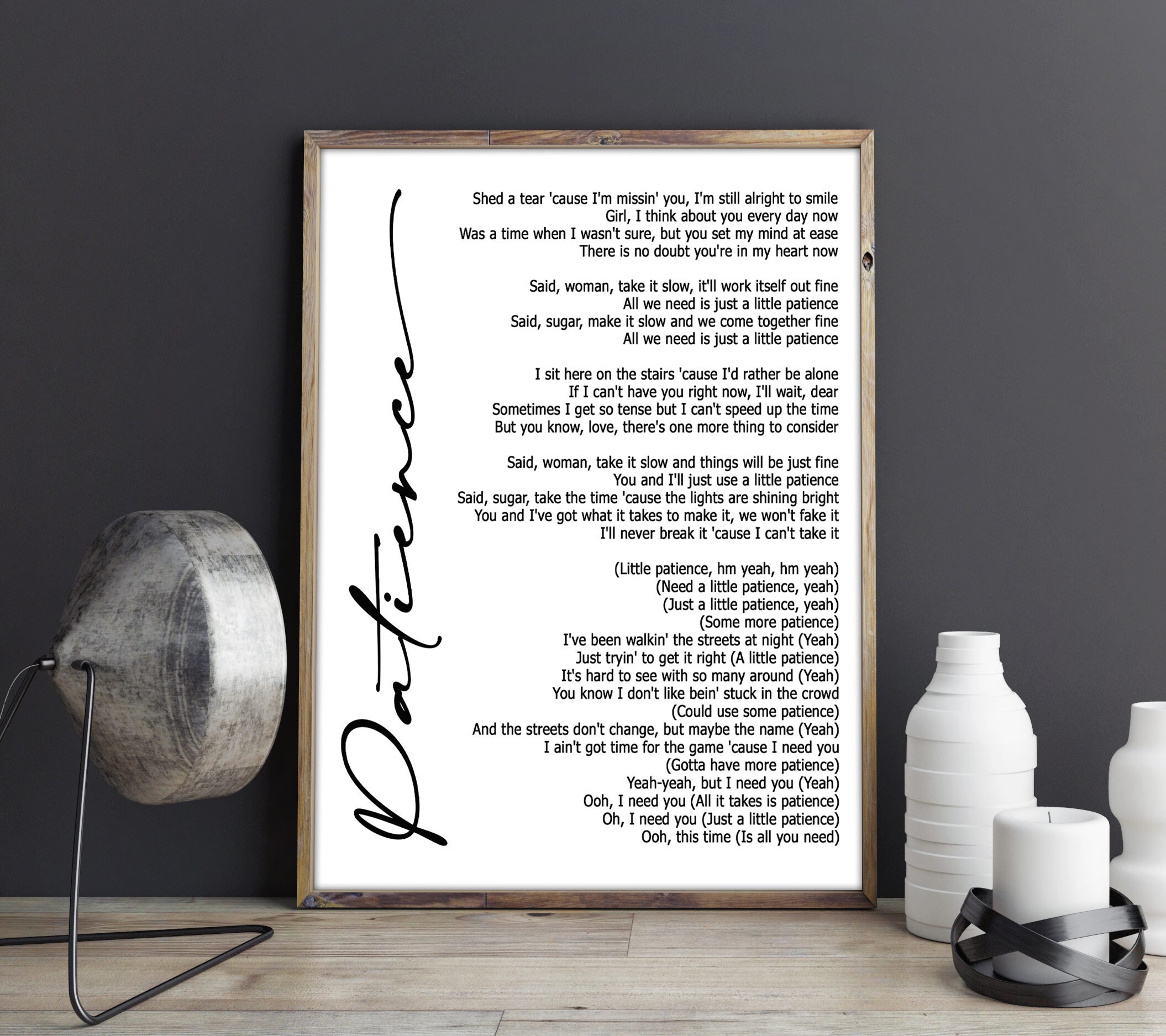 Patience Digital Download Instant Print Lyric Art White Etsy Singapore