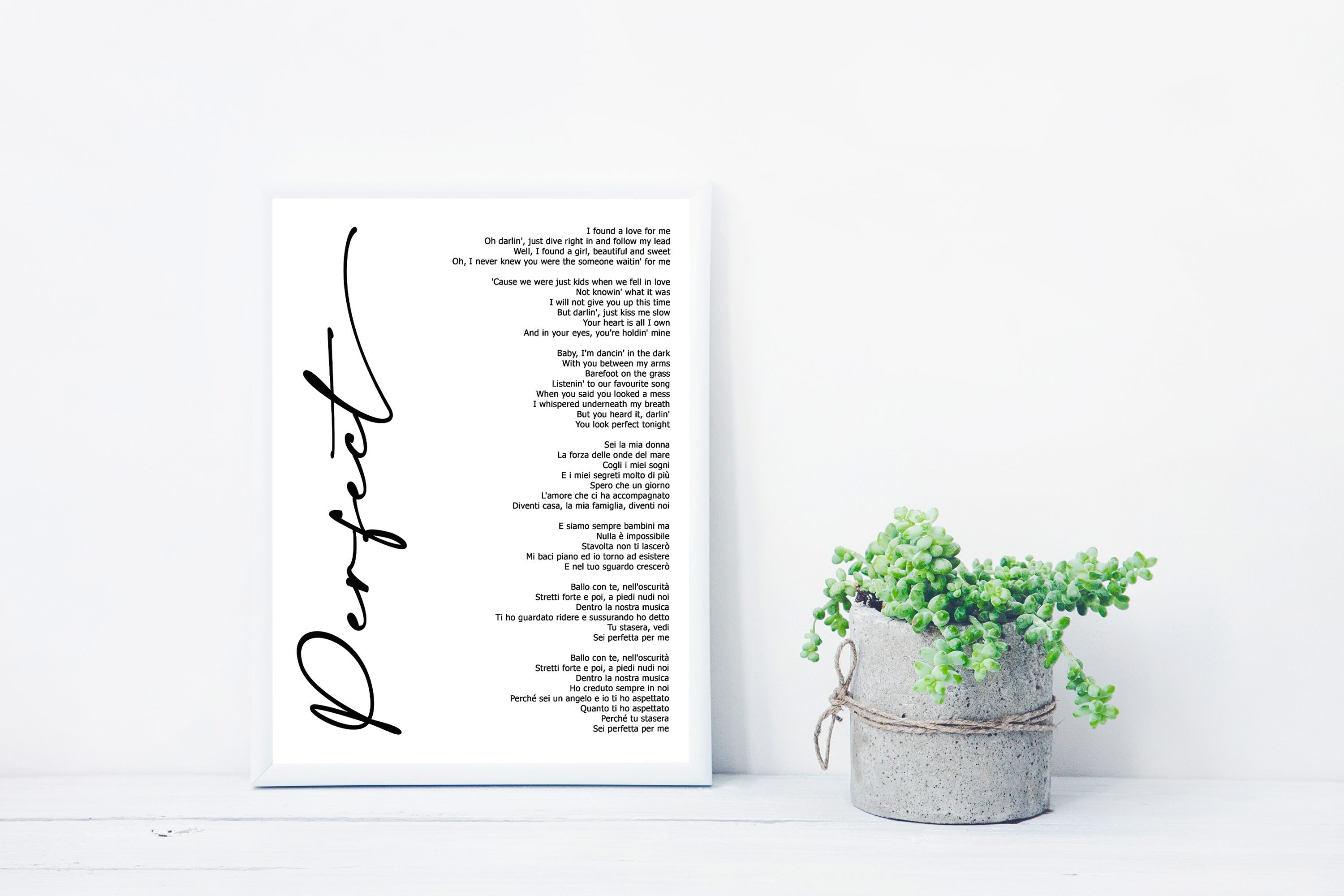Perfect Symphony Lyric Art White Songtekst | Etsy