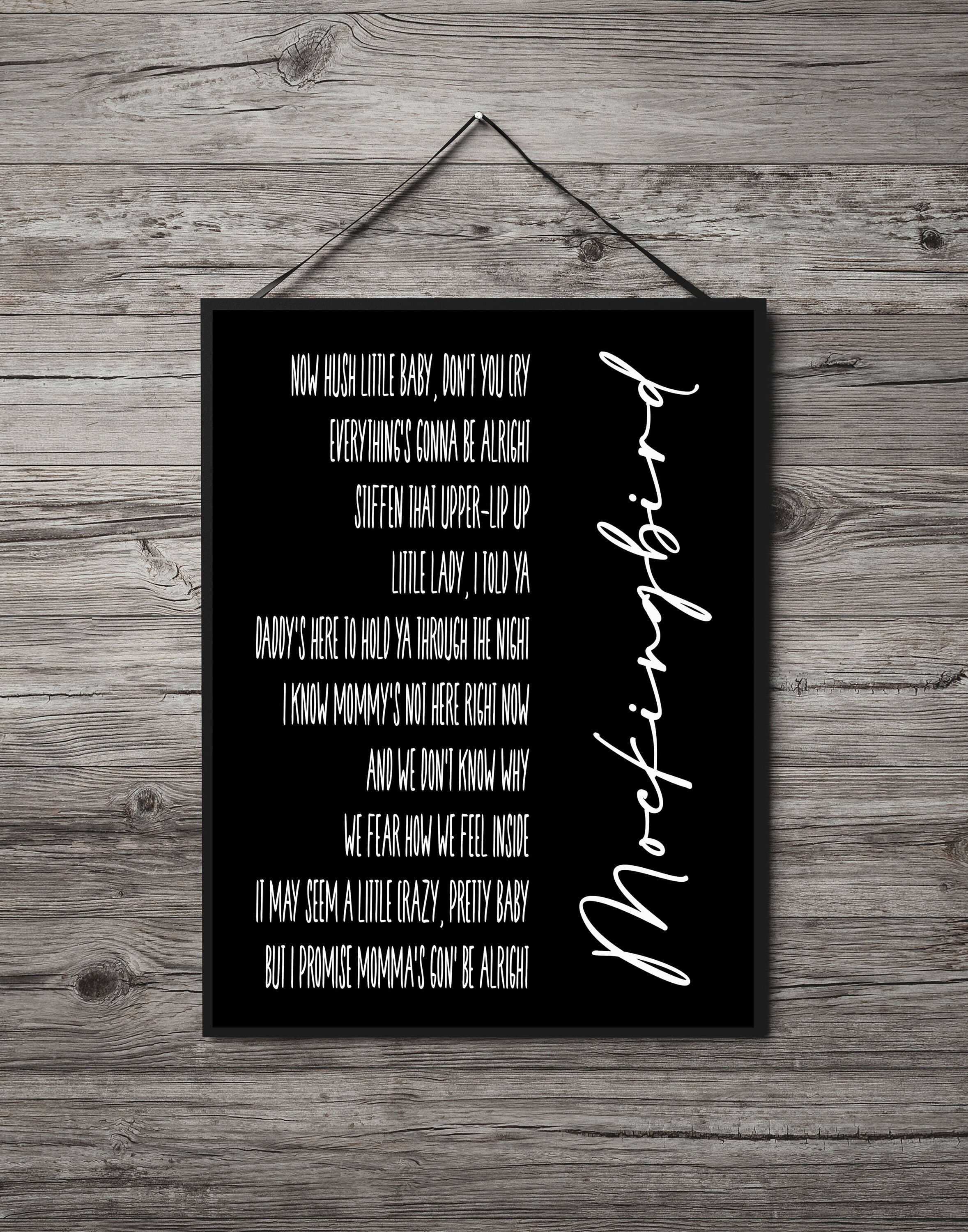 Mockingbird Digital Download Instant Print Lyric Art -  Denmark