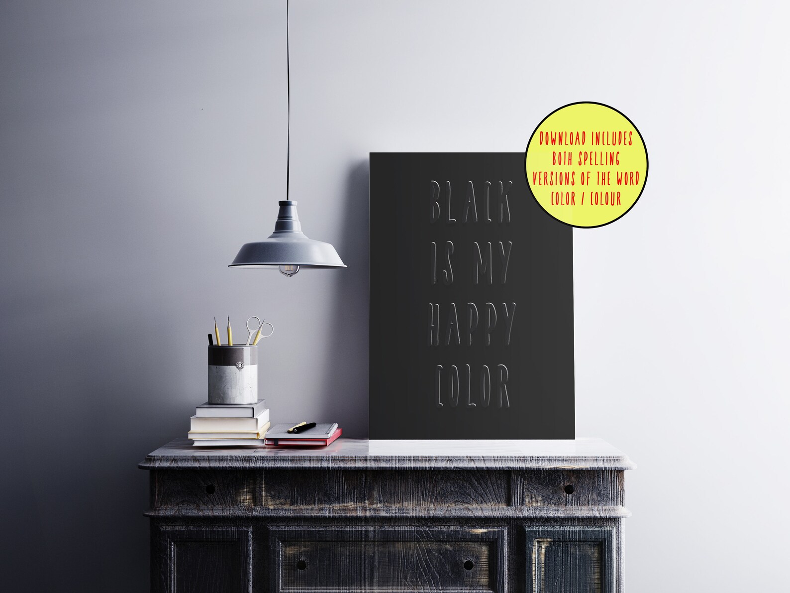 Black is My Happy Color / Colour Digital Download Instant Etsy