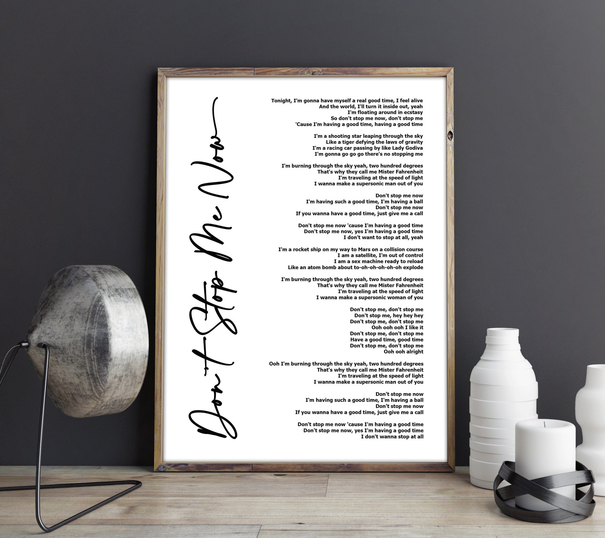 Don t Stop Me Now Lyric Art Lyrics Song Print Etsy