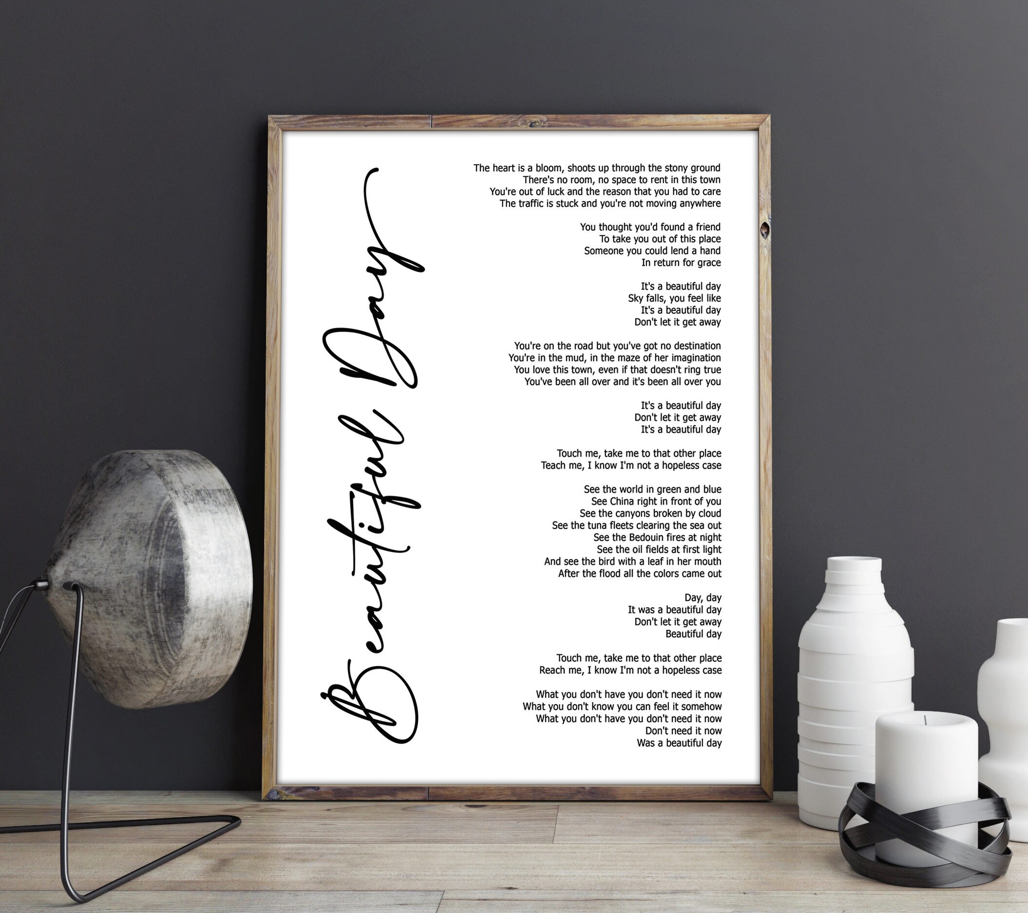 Beautiful Day Digital Download Instant Print Lyric Art - Etsy Sweden