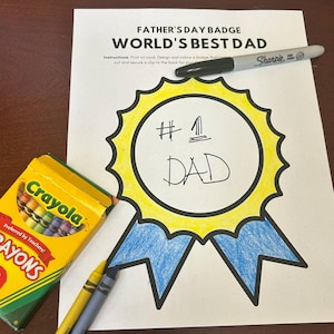 Insignia del Día del Padre, el mejor papá del mundo, el mejor papá del mundo, el mejor papá del mundo, actividad para colorear, regalo para papá, recorte A4/carta