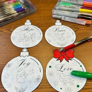 Creative Advent Christmas Coloring Pages: Kids & Adults Activity (Digital Download) Love Hope Joy Peace Jesus Fun Craft Christmas Tree Decor