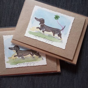 2er Set, Grußkarten, Glückwunschkarte,Gutscheinkarte,Klappkarten mit Hund, Dackel