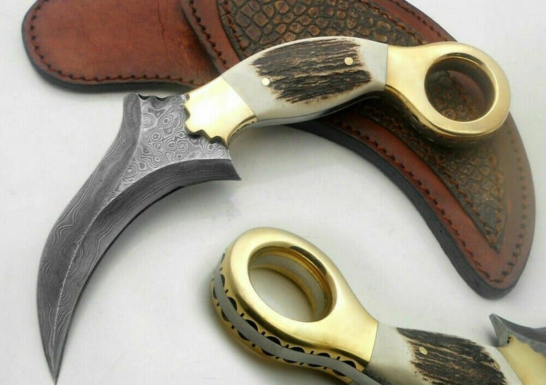 Tactical Karambit Knife, Damascus Karambit Knife, Handmade Damascus