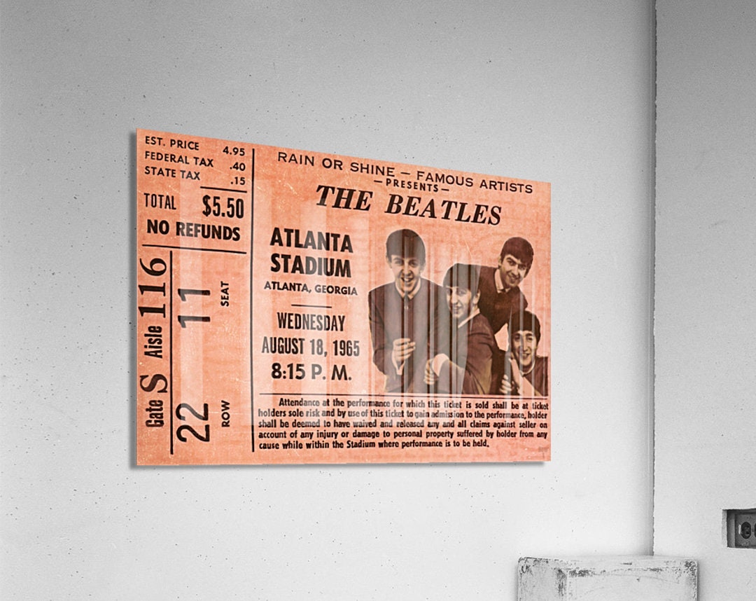 1965 Beatles Concert Ticket Stub Wall Art Etsy