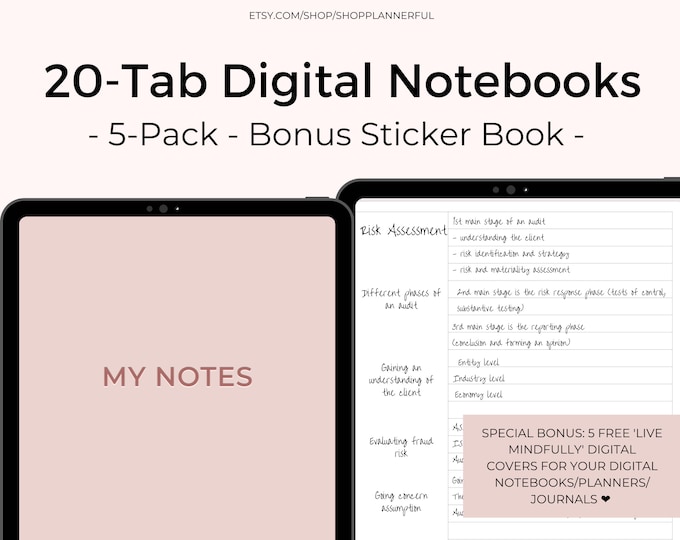 20 Tab Hyperlinked Digital Notebook Goodnotes Notability Cornell Dotted ...
