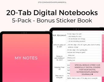 20 Tab Hyperlinked Digital Notebook GoodNotes Notability Cornell Dotted Grid Linked Blank Students Digital Note Template Notetaking Planning