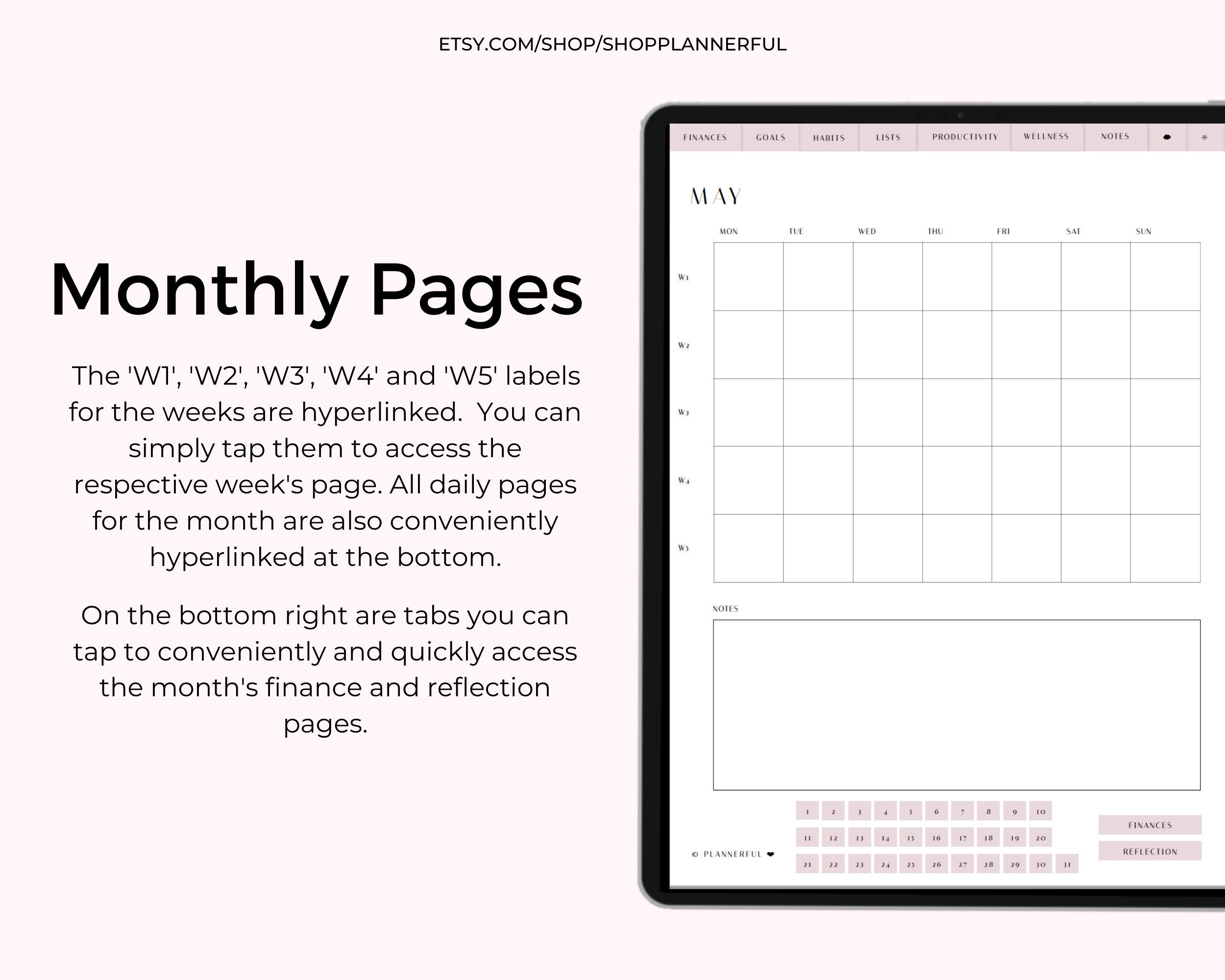 Hyperlinked Digital Planner for Goodnotes: Undated Portrait Journal ...