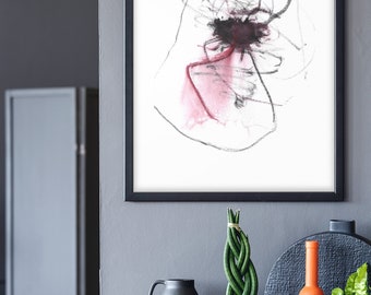 Abstracte lijnkunstprint, modern woondecoratie