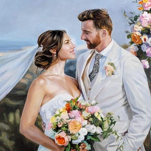 Wedding Oil Painting from Photo Custom Portrait Painting on Canvas custom art wedding gift anniversary gift for her Christmas gift ideas