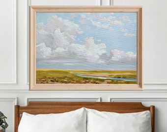 Cloud oil painting ORIGINAL, Landscape Custom oil painting on canvas, Bedroom wall decor over the bed, extra large wall art oversized, Gift