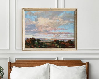 Cloud oil painting ORIGINAL, California landscape Custom oil painting on canvas, wall decor over the bed, extra large wall art oversized