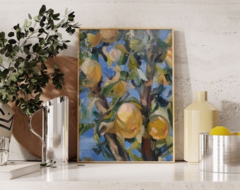 Apple tree, custom oil painting, ORIGINAL oil painting on canvas, Still life kitchen art, rustic kitchen decor, farmhouse , gift for her