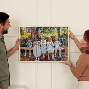 Child Custom Oil Painting from Photo, Portrait Painting on Canvas custom art family gift personalized & Birthday gift for her Christmas gift