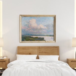 Clouds oil painting ORIGINAL, Landscape Custom oil painting on canvas Bedroom wall decor over the bed, extra large wall art, gift