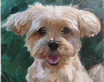 Dog portrait custom oil painting from photo, Custom pet portrait, Original oil painting, remembrance gift, personalised gift art commission