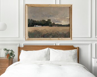 Moody oil painting ORIGINAL, wall decor over the bed, Cloud landscape painting, extra large wall art, Above bed decor, housewarming gift