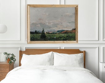 English countryside oil painting ORIGINAL, wall decor over the bed, Landscape painting, large wall art, Above bed decor, housewarming gift