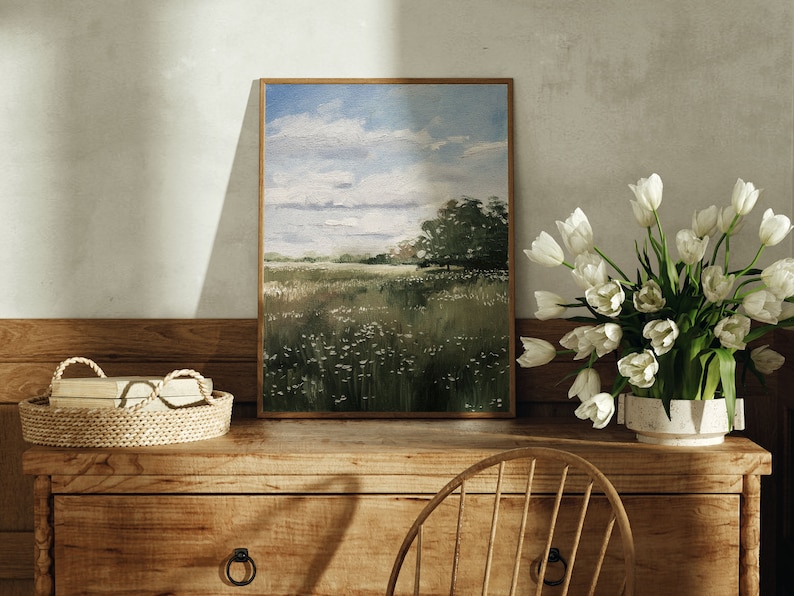 Moody landscape custom oil painting ORIGINAL, large oil painting Countryside painting cottage extra large wall art original art housewarming image 4