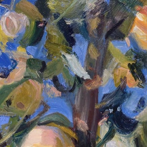Apfelbaum Ölgemälde ORIGINAL, großes Ölgemälde, pastoses Gemälde Cottage extra große Wandkunst Original Kunst Einweihungsgeschenk Bild 9