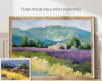 Custom ORIGINAL oil painting from photo, Extra large wall art commission, Landscape painting on canvas, personalized & birthday gift ideas