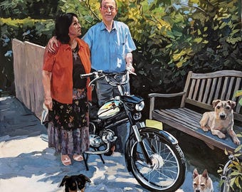 Custom Portrait Paintings, Family portrait oil painting from photo handmade & birthday gift for her gifts for mom personalized gift dad gift