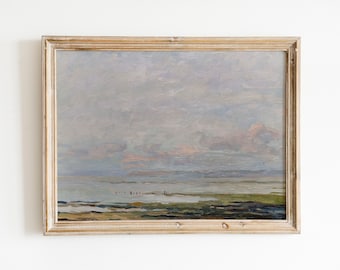 Peinture à l'huile originale de paysage marin de mauvaise humeur, peinture côtière, art de paysage de plage en sourdine, art mural au-dessus du lit, peinture à l'huile personnalisée