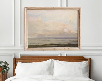 Cloud oil painting ORIGINAL, Coastal Custom oil painting from photo on canvas, wall decor over the bed, extra large wall art oversized
