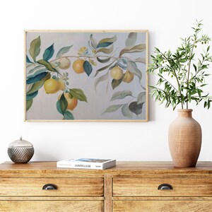 Lemon tree ORIGINAL oil painting, Still life for kitchen wall art, Neutral oil painting , Rustic Wall Art ,Vintage STYLE, gift for her 11x14 image 3