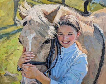 Custom Oil Painting from Photo horse Portrait Painting on Canvas custom art family gift personalized & Birthday gift for her Christmas gift